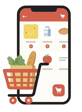 App de Encanto Express en smartphone mostrando productos del supermercado